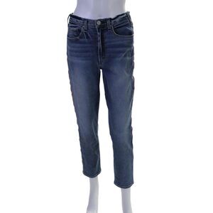 McGuire Womens High Waist Grosgrain Stripe Slim Leg Jeans Blue Pink Size 29